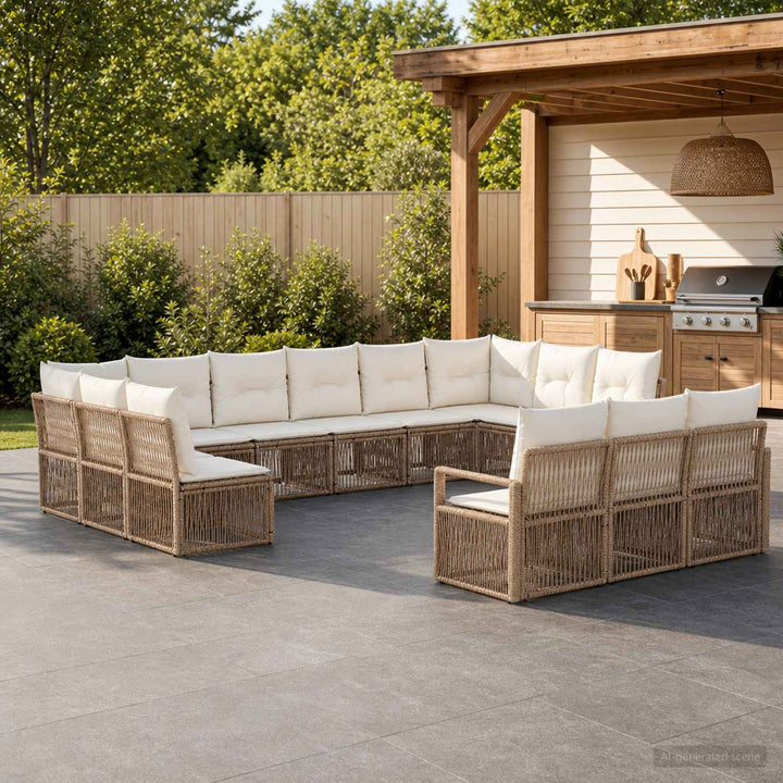 Havesofa Sæt 13 stk. Beige polyrattan