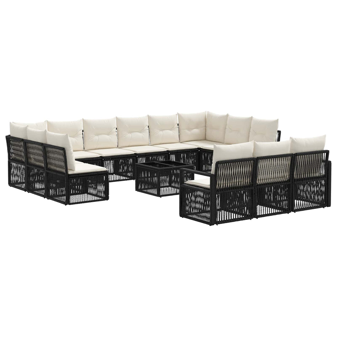 Havesofa Sæt 14 stk. Sort polyrattan