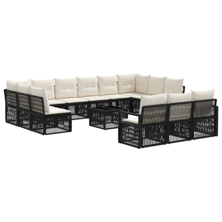 Havesofa Sæt 14 stk. Sort polyrattan