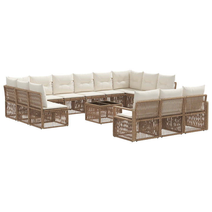 Havesofa Sæt 14 stk. Beige polyrattan