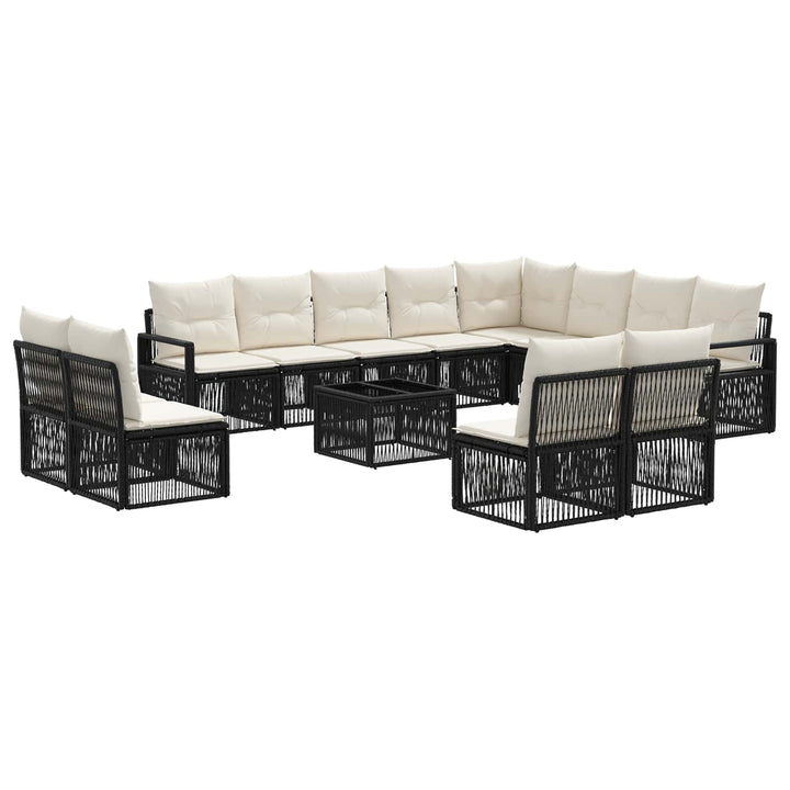 Havesofa Sæt 13 stk. Sort polyrattan