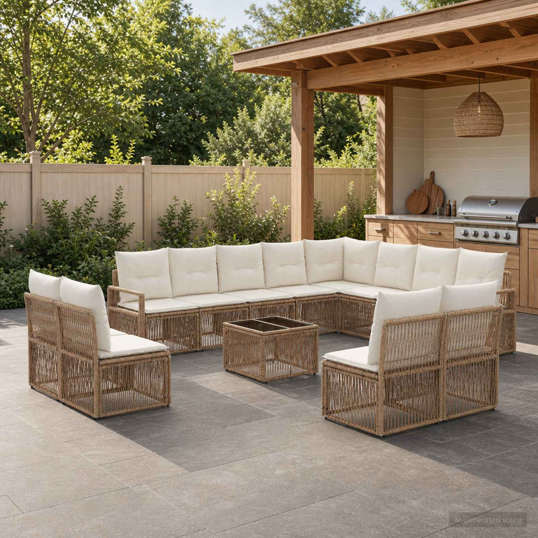 Havesofa Sæt 13 stk. Beige polyrattan