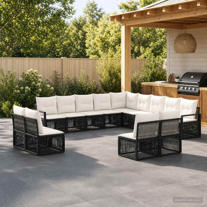 Havesofa Sæt 13 stk. Sort polyrattan