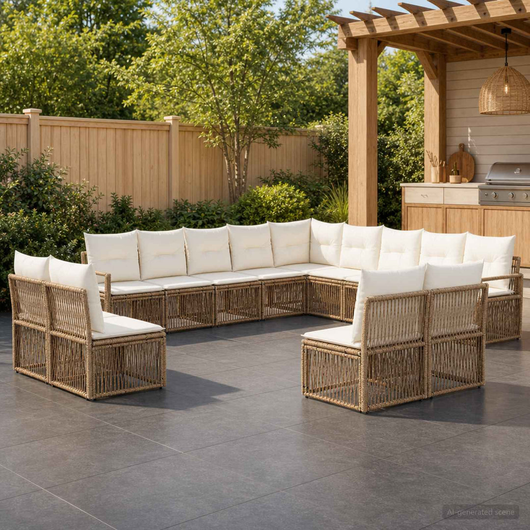 Havesofa Sæt 13 stk. Beige polyrattan