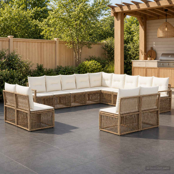 Havesofa Sæt 13 stk. Beige polyrattan