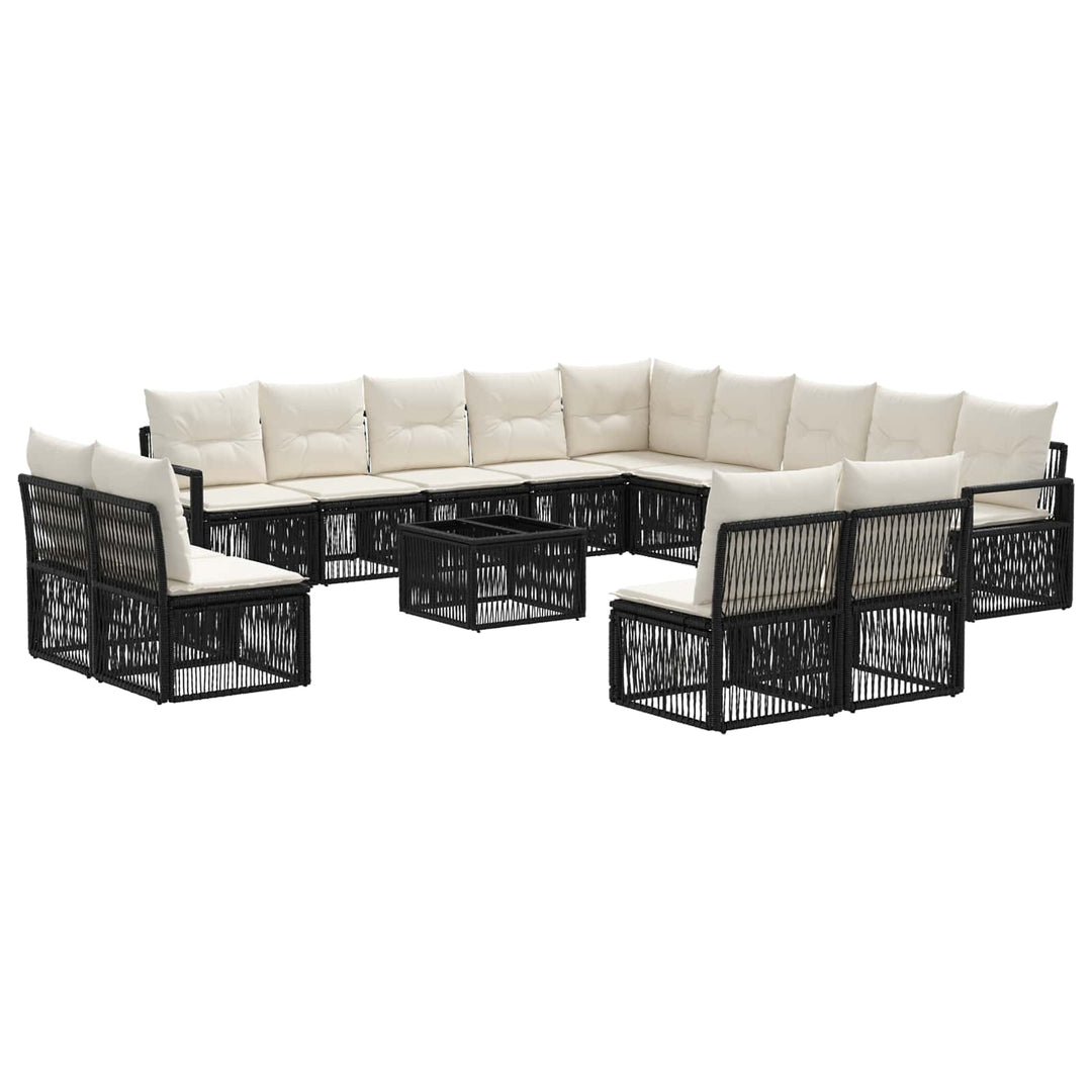 Havesofa Sæt 14 stk. Sort polyrattan
