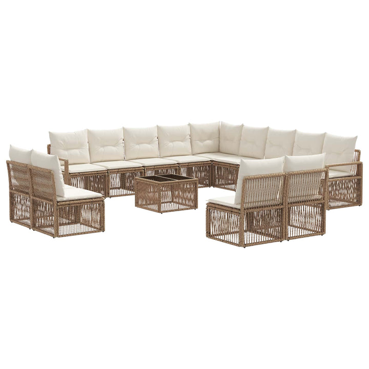 Havesofa Sæt 14 stk. Beige polyrattan