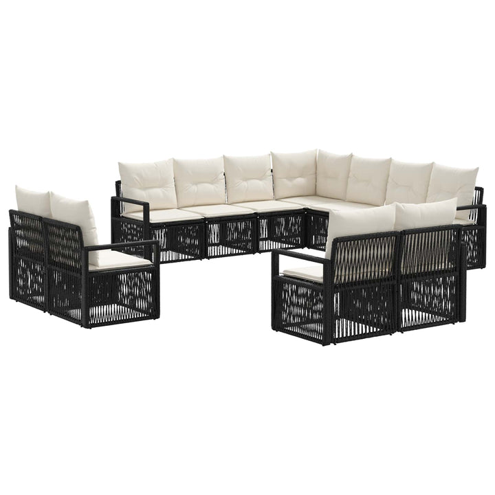 Havesofa Sæt 11 stk. Sort polyrattan