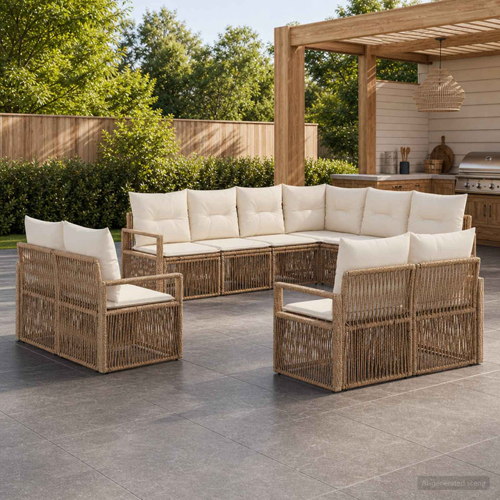 Havesofa Sæt 11 stk. Beige polyrattan