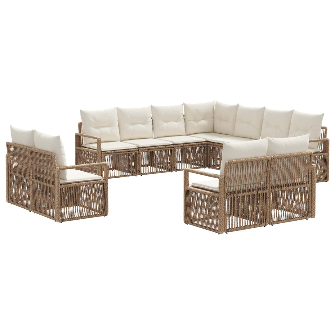 Havesofa Sæt 11 stk. Beige polyrattan