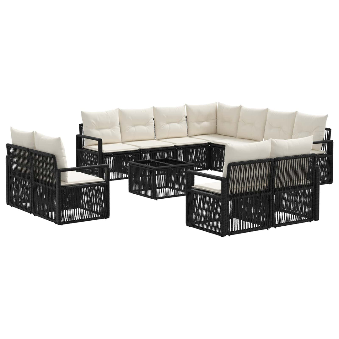 Havesofa Sæt 12 stk. Sort polyrattan