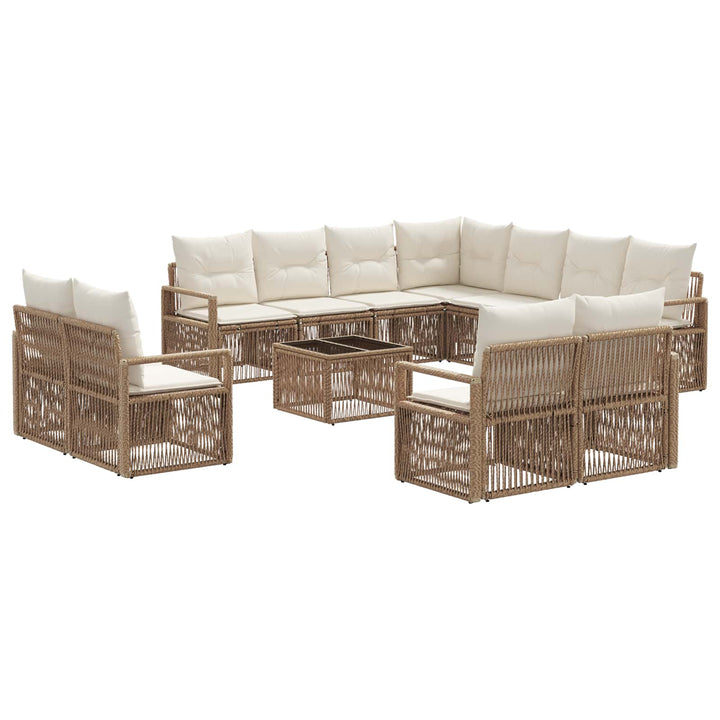 Havesofa Sæt 12 stk. Beige polyrattan