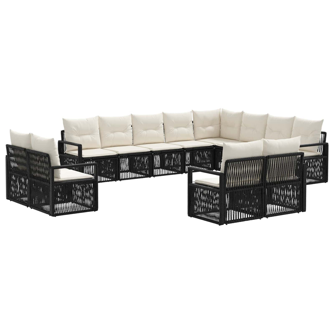 Havesofa Sæt 12 stk. Sort polyrattan