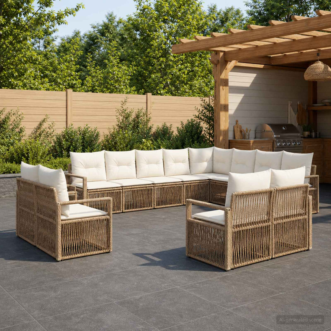 Havesofa Sæt 12 stk. Beige polyrattan