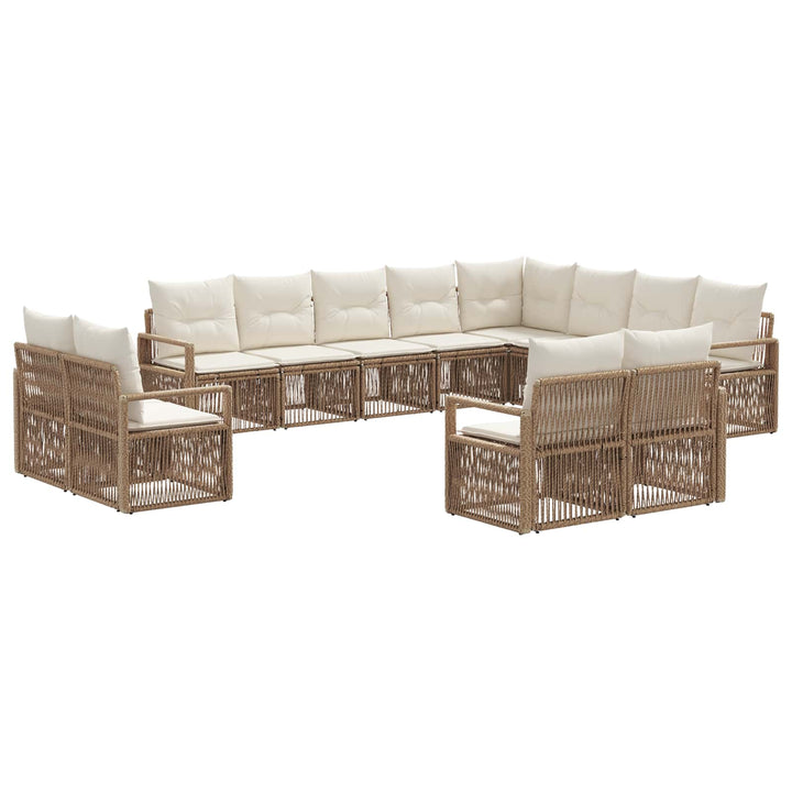 Havesofa Sæt 12 stk. Beige polyrattan
