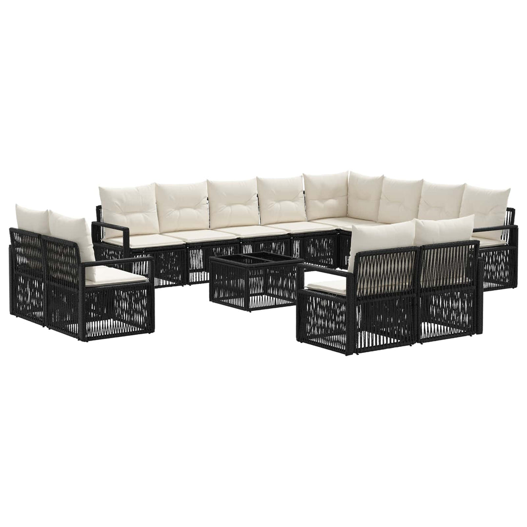 Havesofa Sæt 13 stk. Sort polyrattan