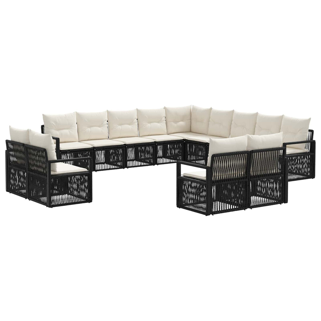 Havesofa Sæt 13 stk. Sort polyrattan