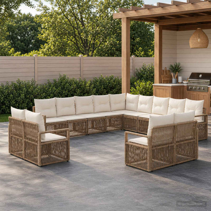 Havesofa Sæt 13 stk. Beige polyrattan