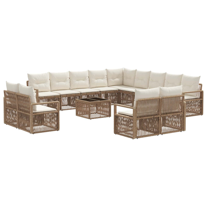Havesofa Sæt 14 stk. Beige polyrattan