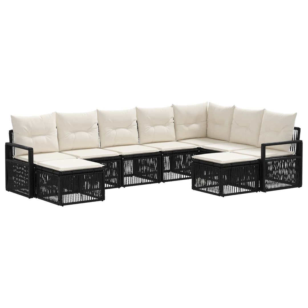Havesofa Sæt 9 stk. Sort polyrattan