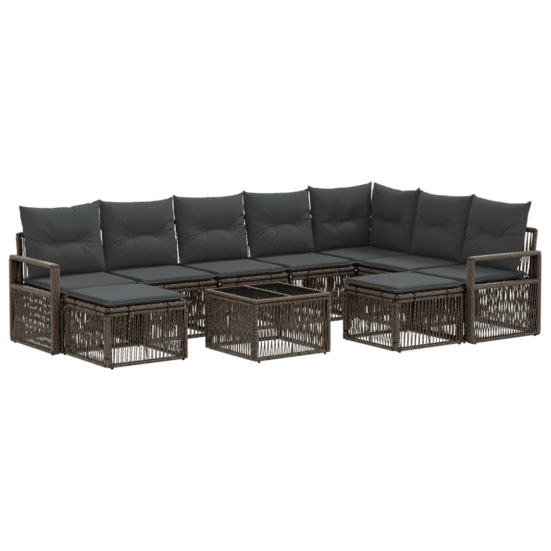 Havesofa Sæt 10 stk. Grå polyrattan