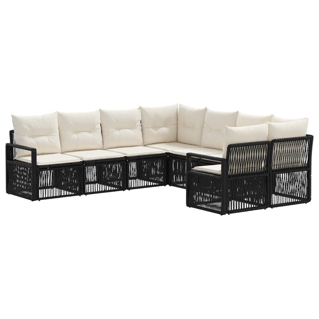 Havesofa Sæt 8 stk. 8-Antal sæder Sort polyrattan