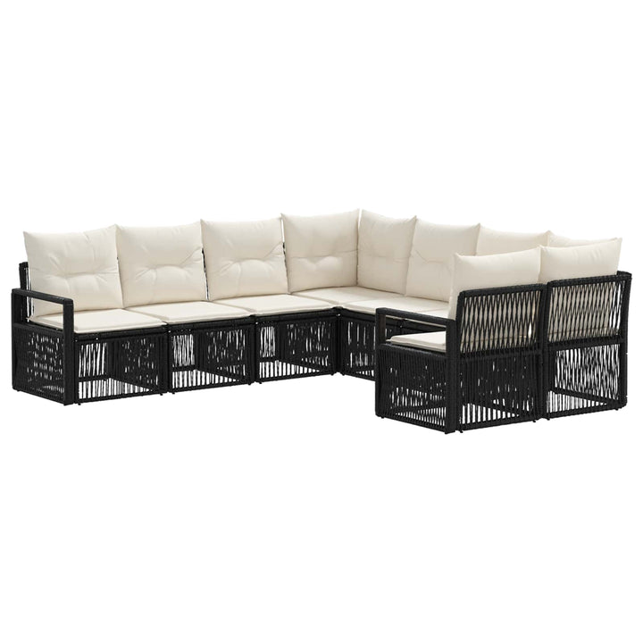 Havesofa Sæt 8 stk. 8-Antal sæder Sort polyrattan