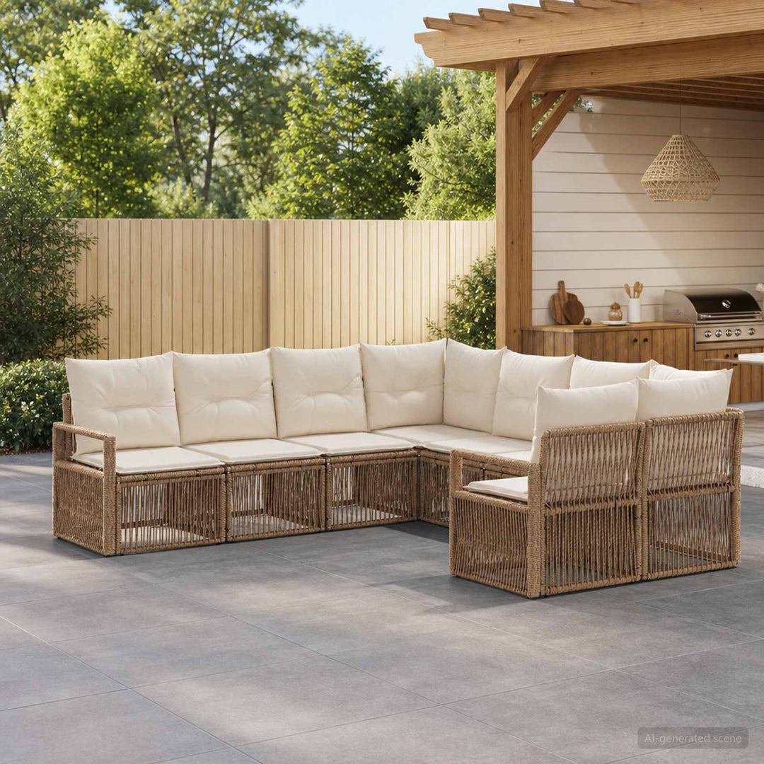 Havesofa Sæt 8 stk. 8-Antal sæder Beige polyrattan
