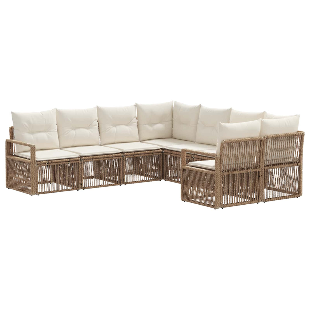 Havesofa Sæt 8 stk. 8-Antal sæder Beige polyrattan