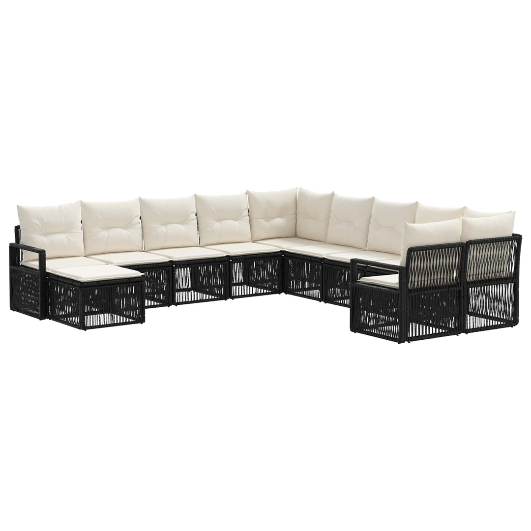 Havesofa Sæt 11 stk. Sort polyrattan