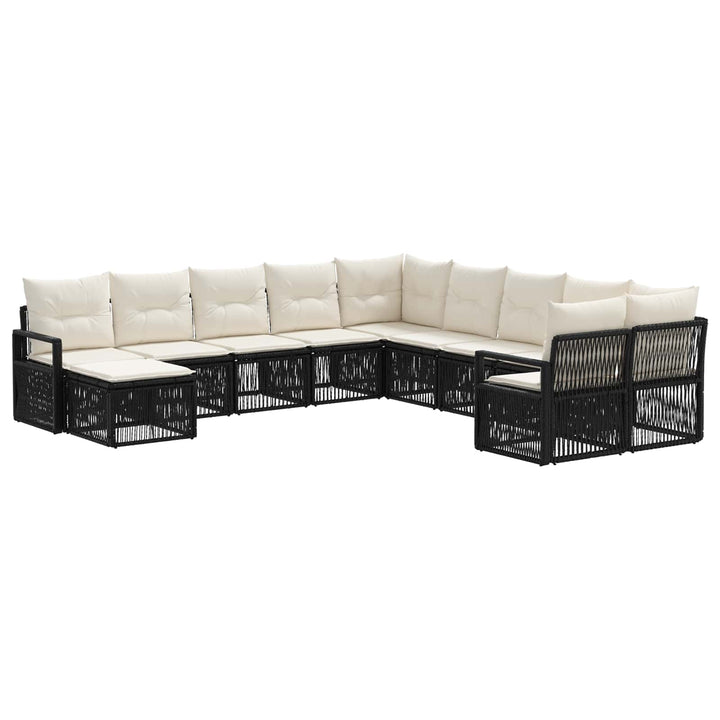 Havesofa Sæt 11 stk. Sort polyrattan