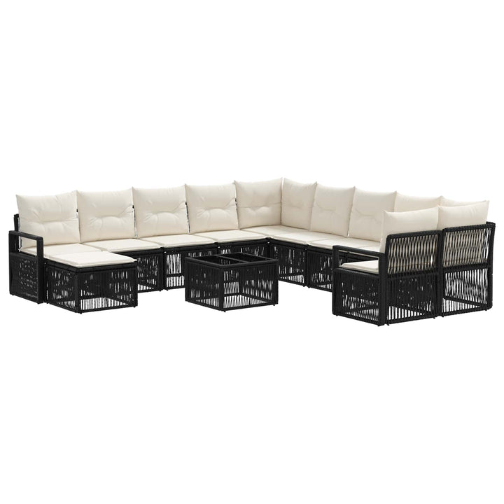 Havesofa Sæt 12 stk. Sort polyrattan