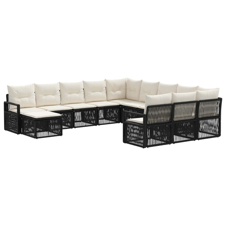 Havesofa Sæt 12 stk. Sort polyrattan