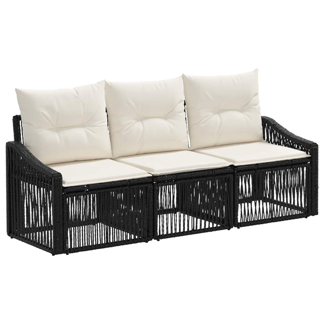 Havesofa Sæt 3 stk. Sort polyrattan