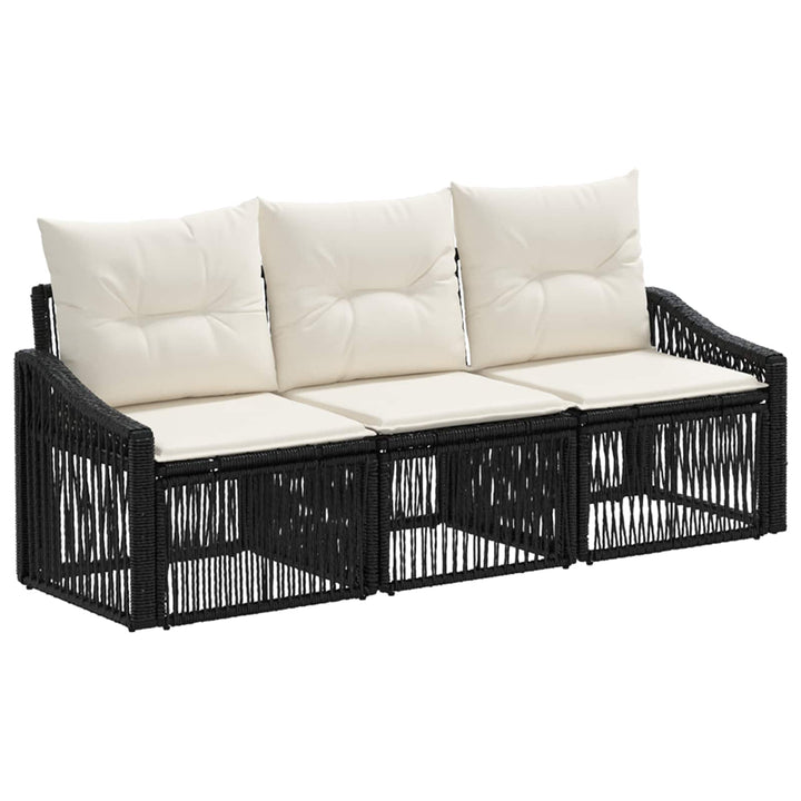 Havesofa Sæt 3 stk. Sort polyrattan