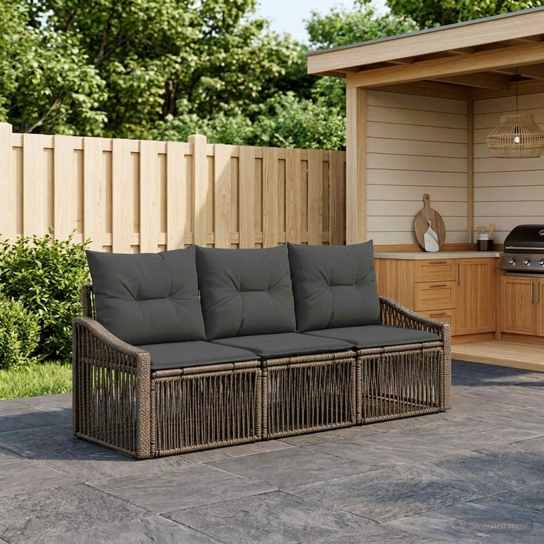 Havesofa Sæt 3 stk. Grå polyrattan