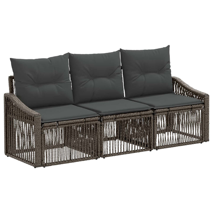Havesofa Sæt 3 stk. Grå polyrattan