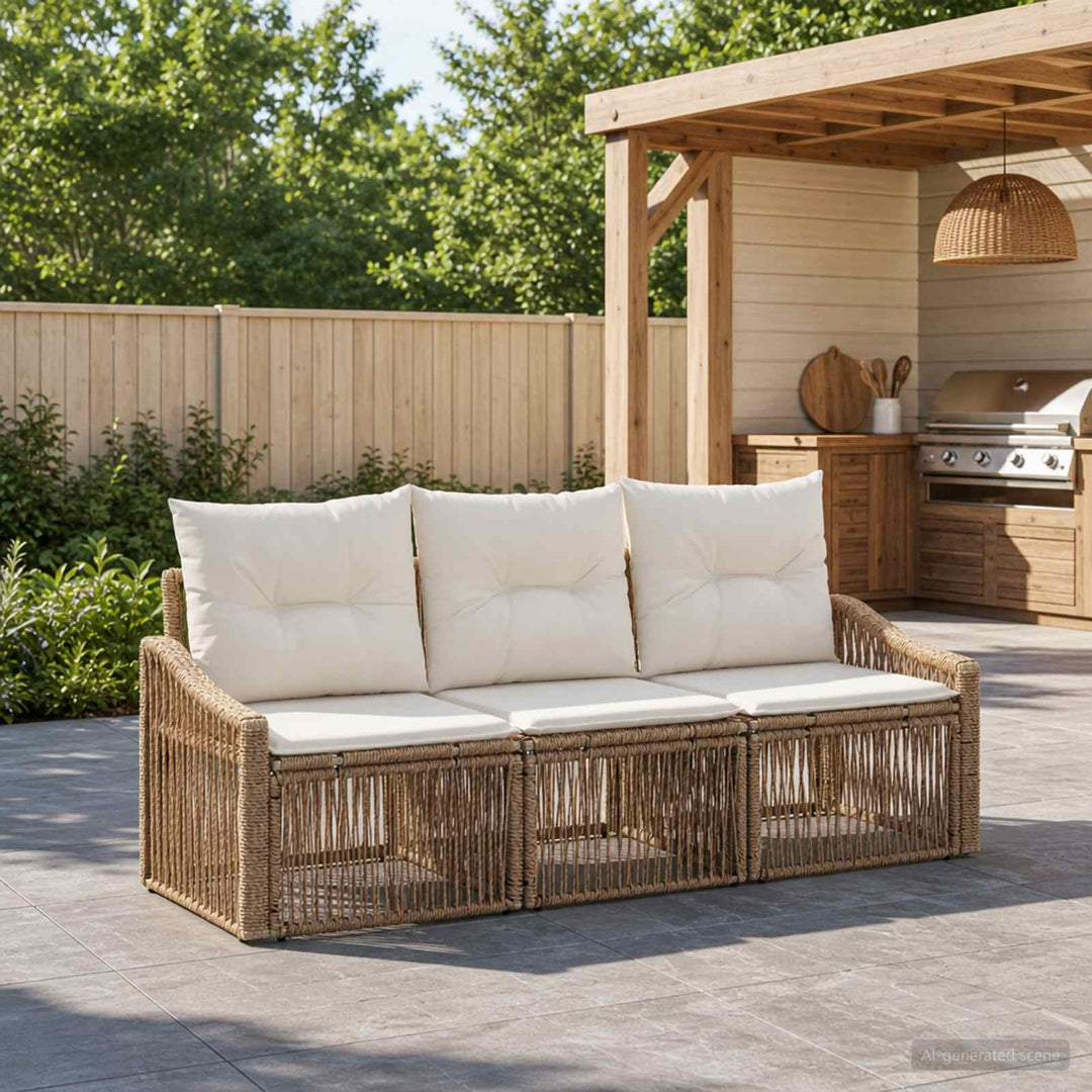 Havesofa Sæt 3 stk. Beige polyrattan