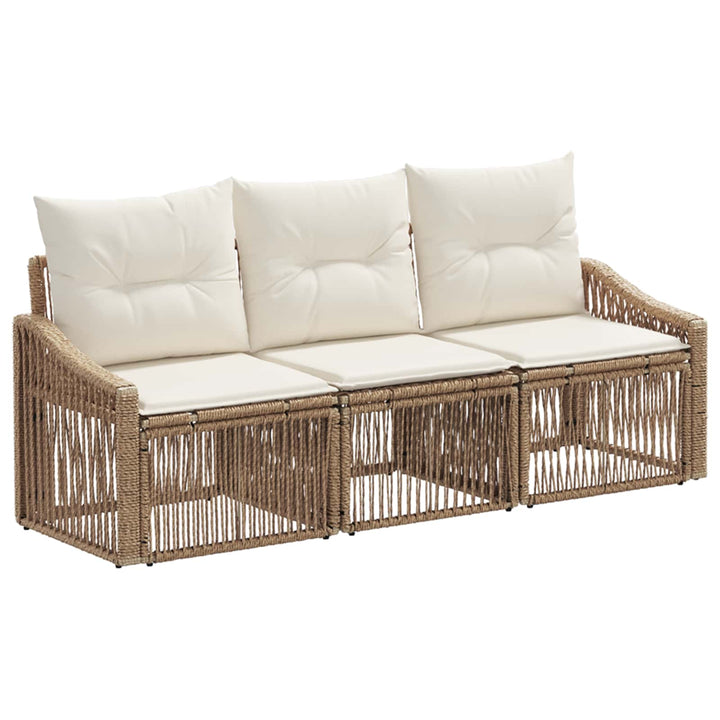 Havesofa Sæt 3 stk. Beige polyrattan