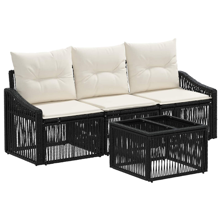 Havesofa Sæt 4 stk. Sort polyrattan