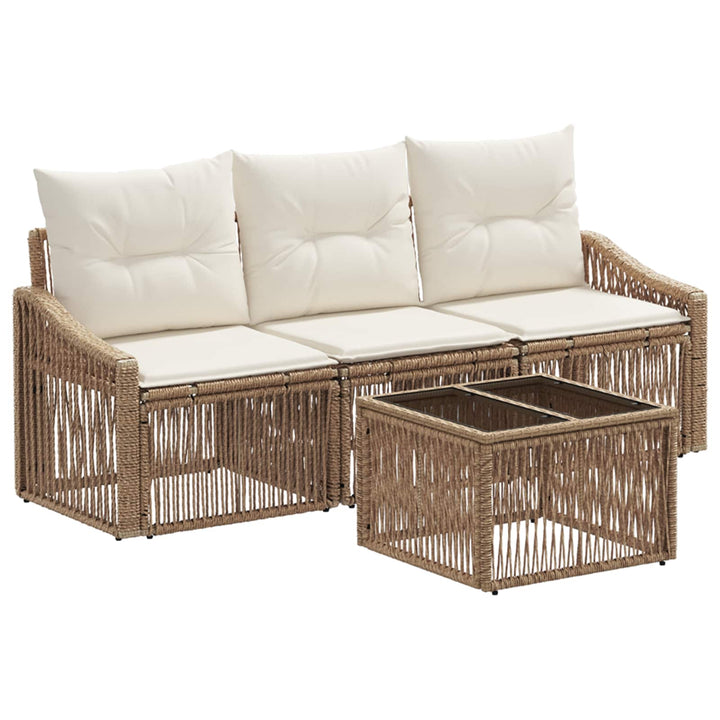 Havesofa Sæt 4 stk. Beige polyrattan