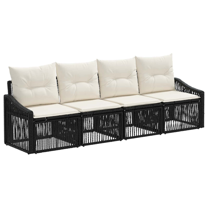 Havesofa Sæt 4 stk. Sort polyrattan