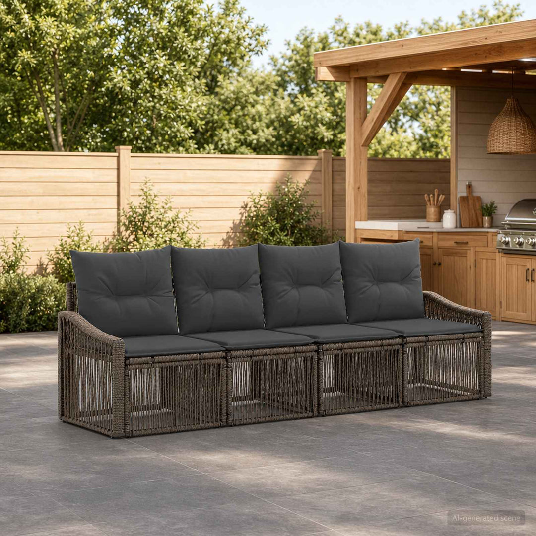Havesofa Sæt 4 stk. Grå polyrattan