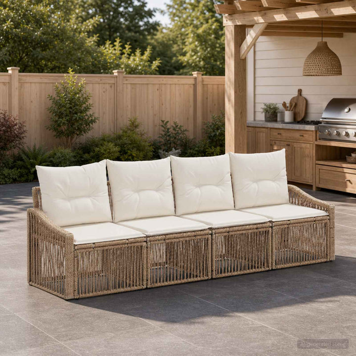 Havesofa Sæt 4 stk. Beige polyrattan