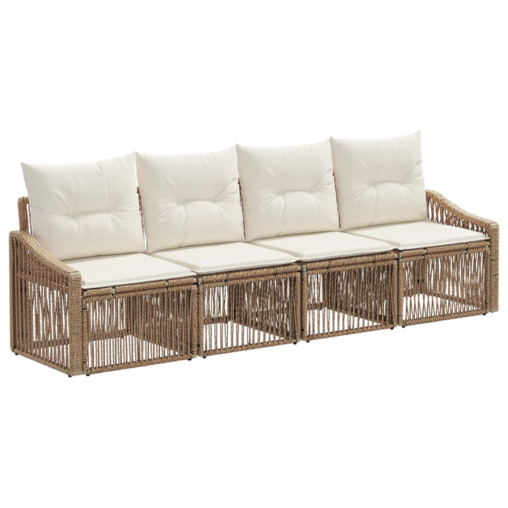 Havesofa Sæt 4 stk. Beige polyrattan