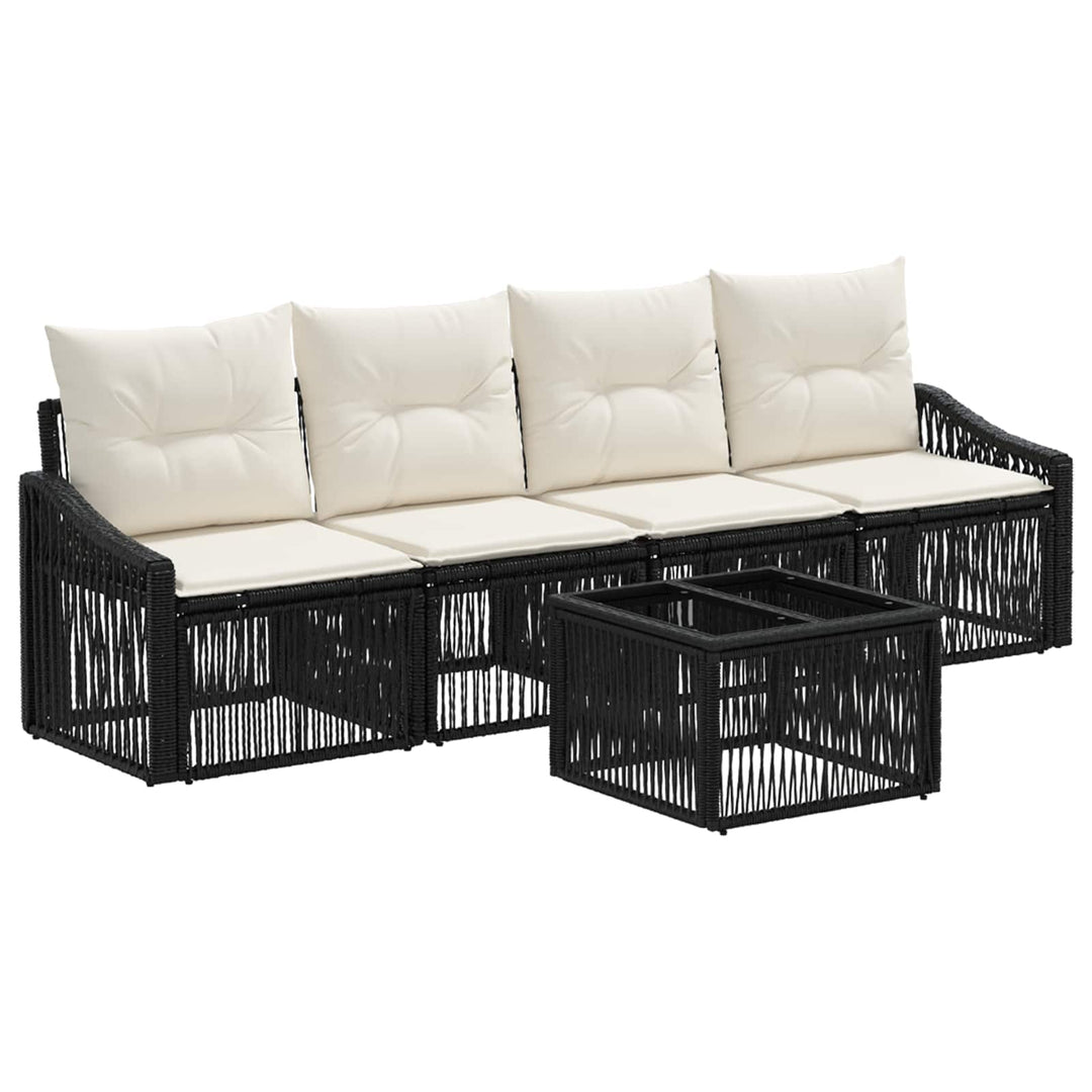Havesofa Sæt 5 stk. Sort polyrattan