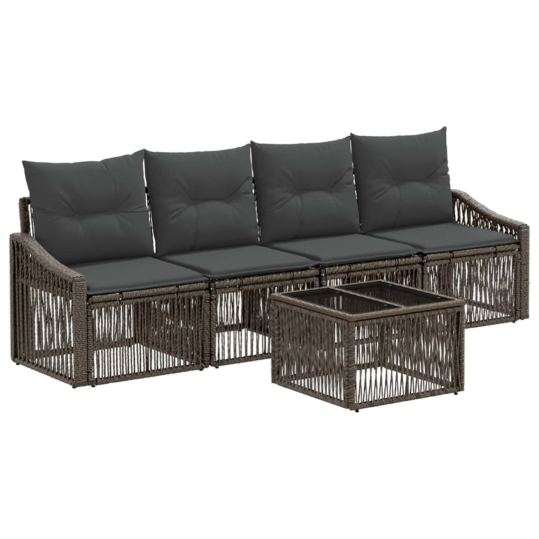 Havesofa Sæt 5 stk. Grå polyrattan