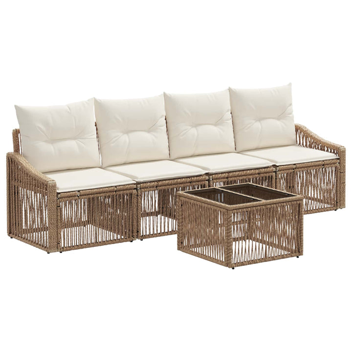 Havesofa Sæt 5 stk. Beige polyrattan