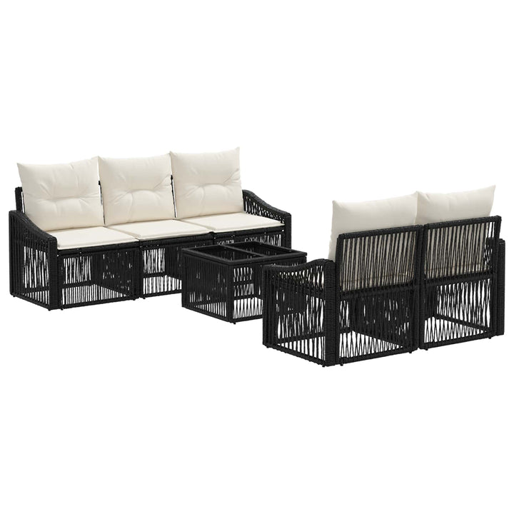 Havesofa Sæt 6 stk. Sort polyrattan