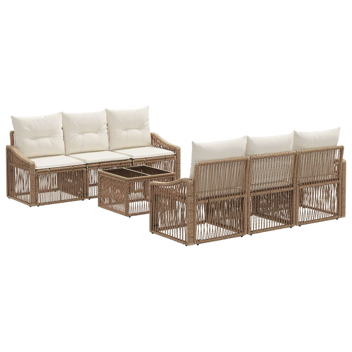 Havesofa Sæt 7 stk. Beige polyrattan